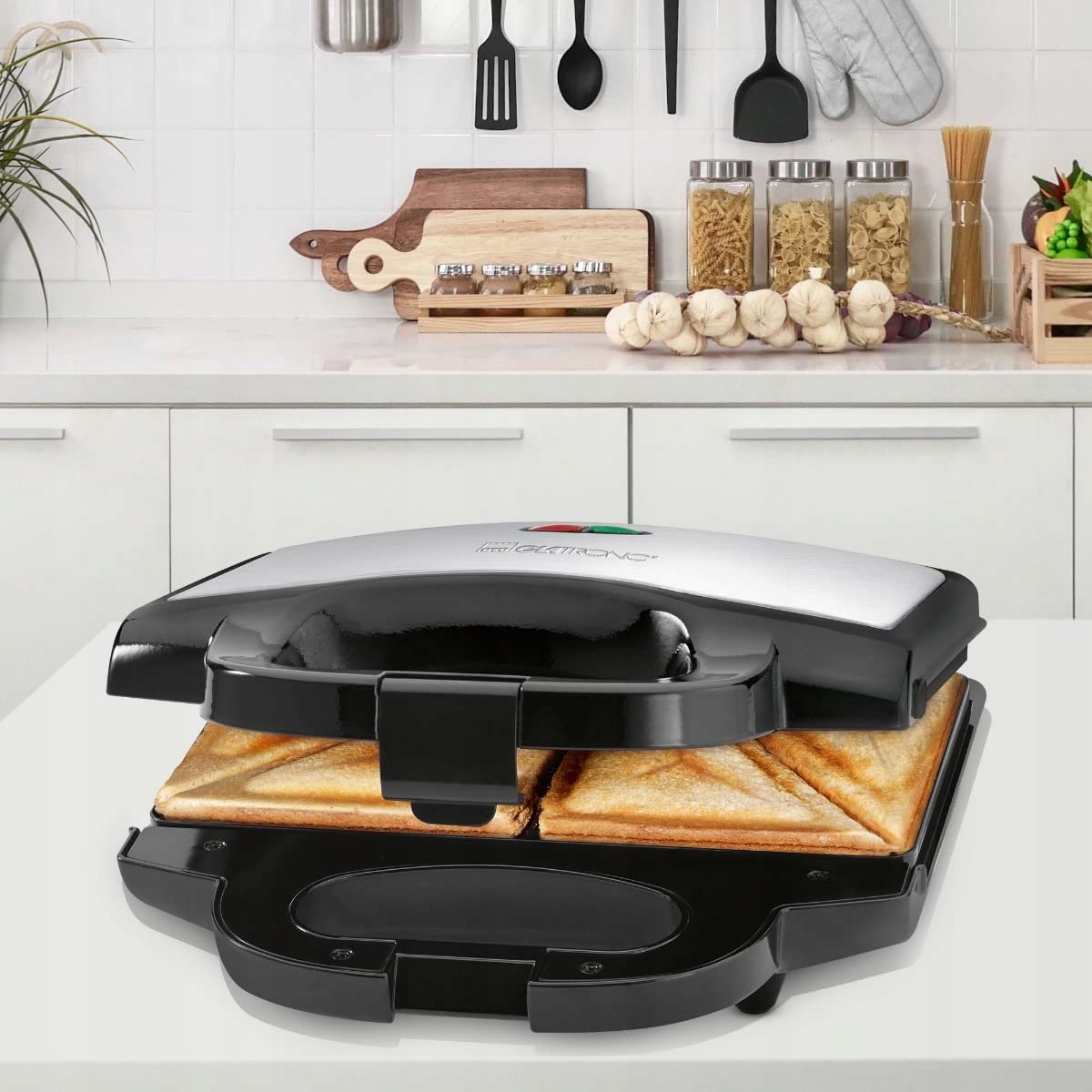 CLATRONIC ST 3778 Sandwicz Toaster Antyprzywierający 750W Czarno Stalowy — miniatura 6
