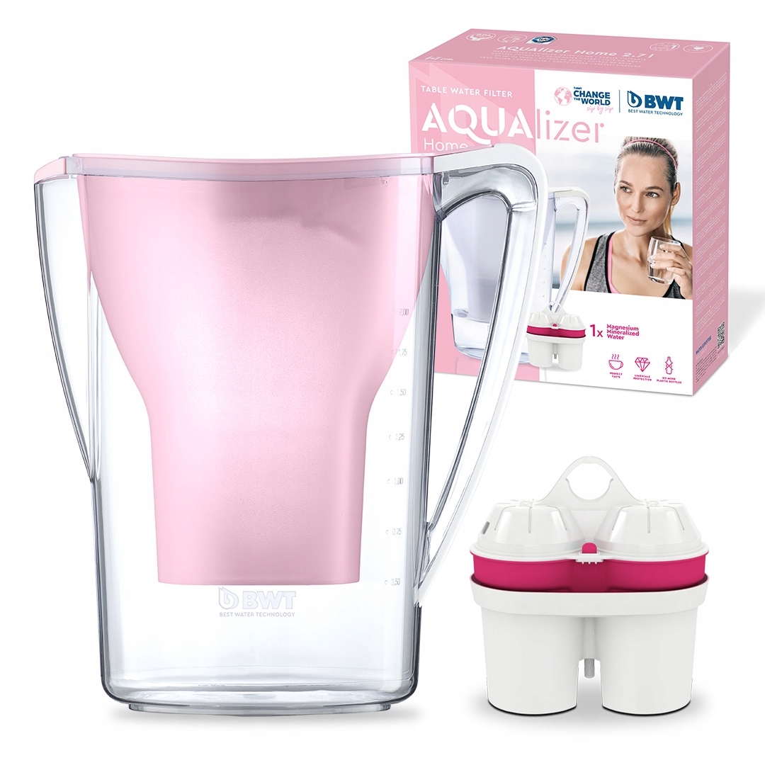 Dzbanek Filtrujący Wodę Bwt Aqualizer Home Z Wkładem Mg2+ Manual 2,7L Róż