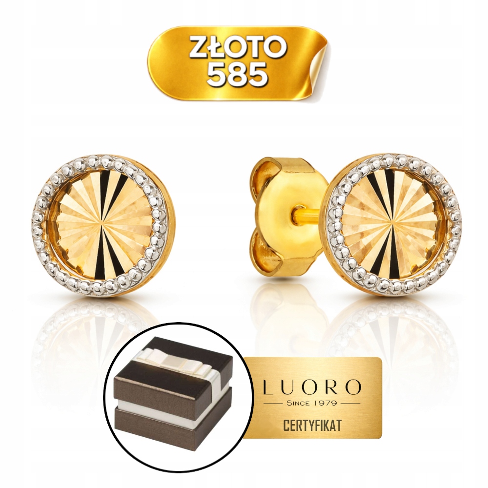 Náušnice Zlaté 585 14K Kroužky Diamantové Bílé Zlato Tyčinka 6 MM