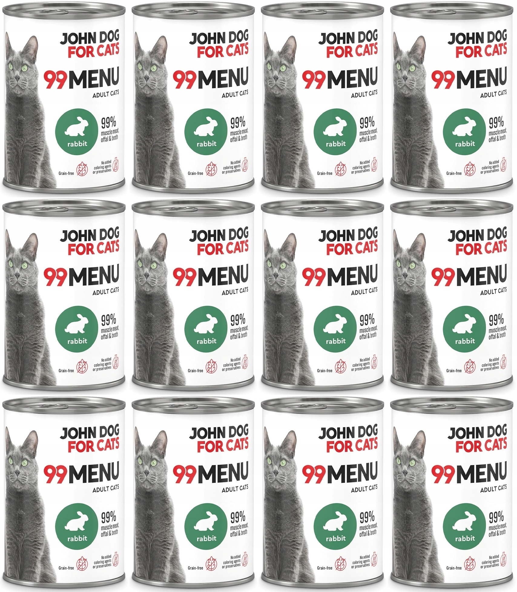Levně John Dog For Cats 99 Menu s Králíkem 12 x 400 g