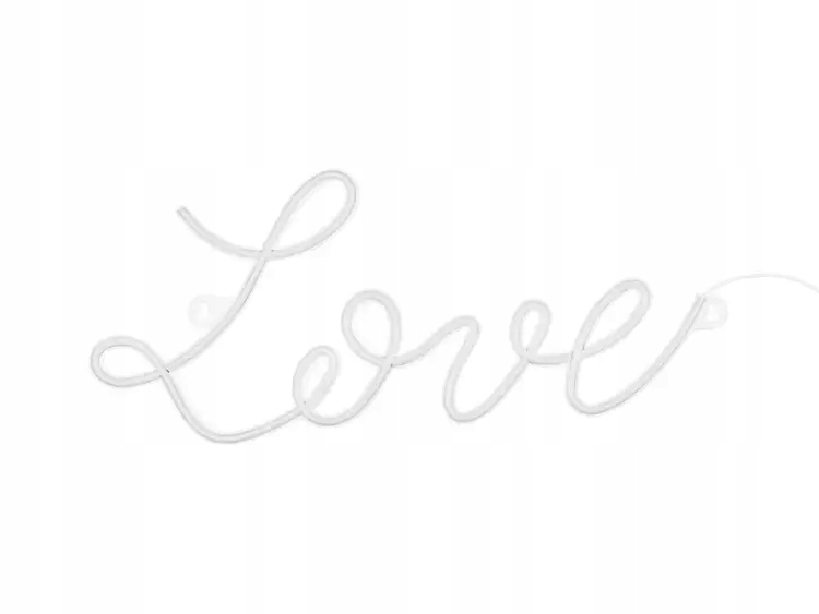 Neon Led Love, bílá, 61 x 27,4 cm