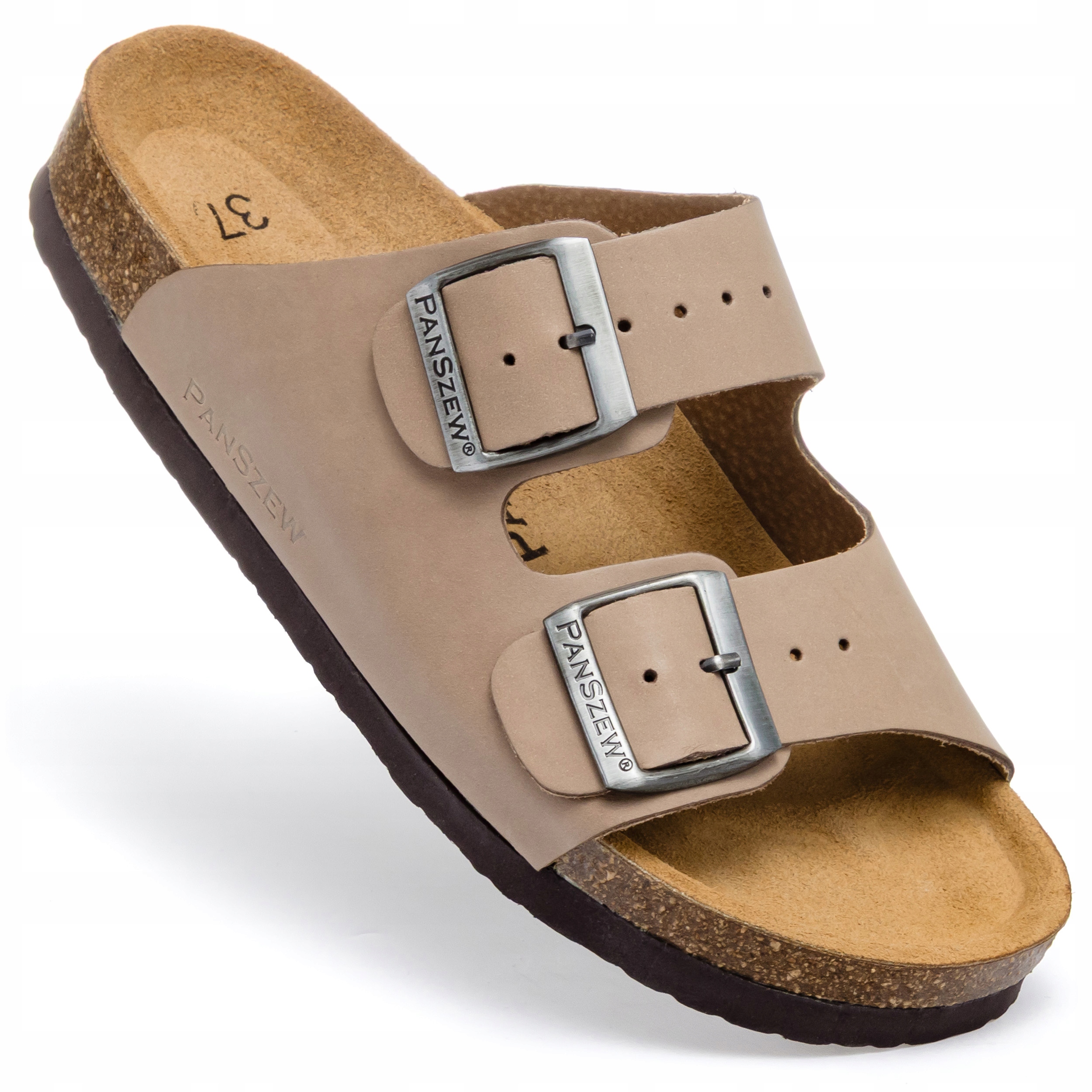 Nazouváky Kožené Dámské na Korku Ortopedické boty Polské Béžové PanSzew