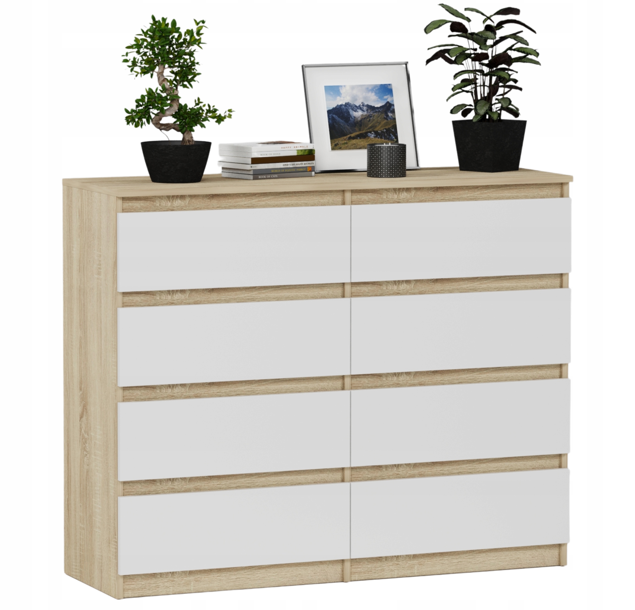 Nowoczesna KOMODA 140 SZAFKA 8 SZUFLAD Sonoma MIX