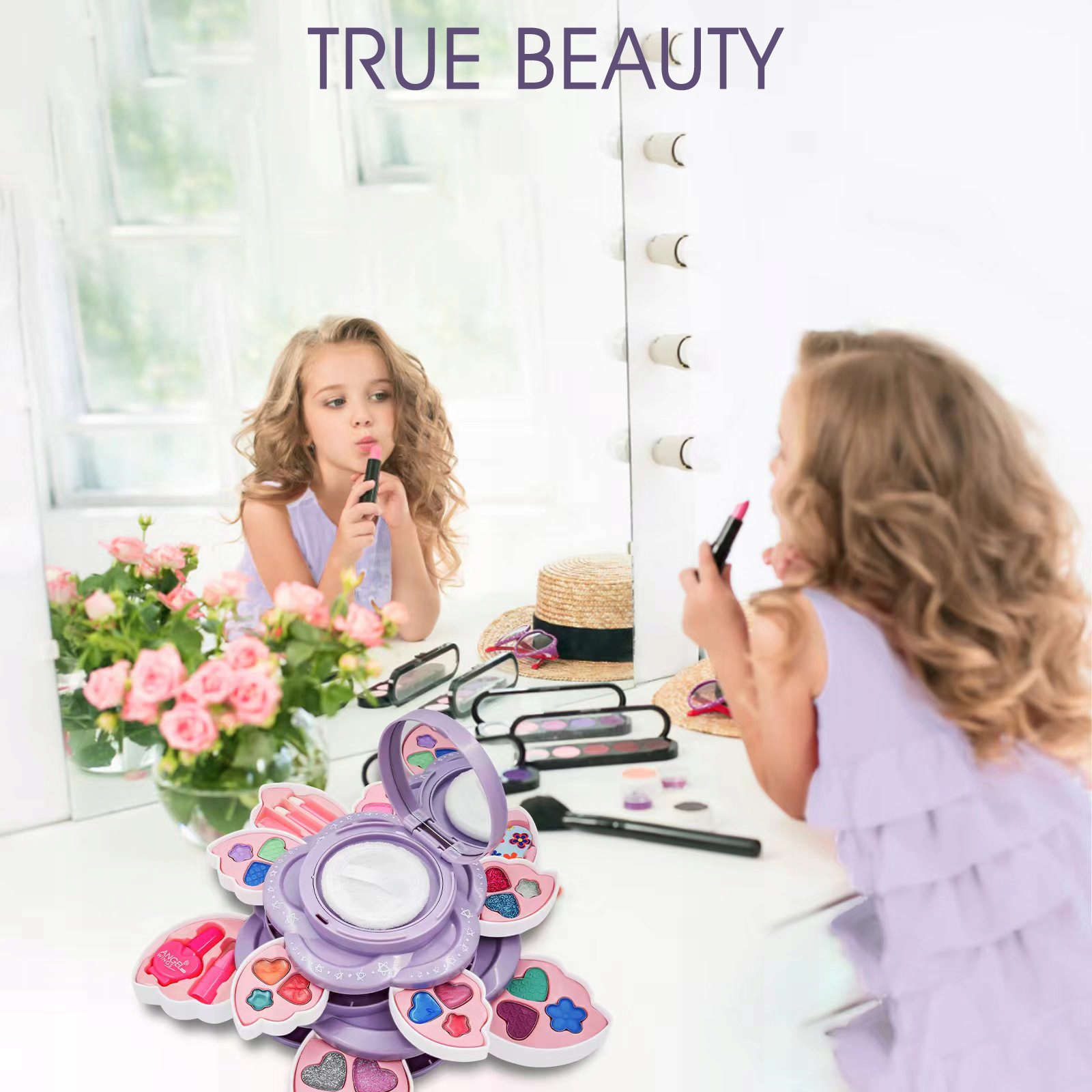 ZESTAW DO MALOWANIA KOSMETYKI MAKIJAŻ DLA DZIECI Materiał plastik