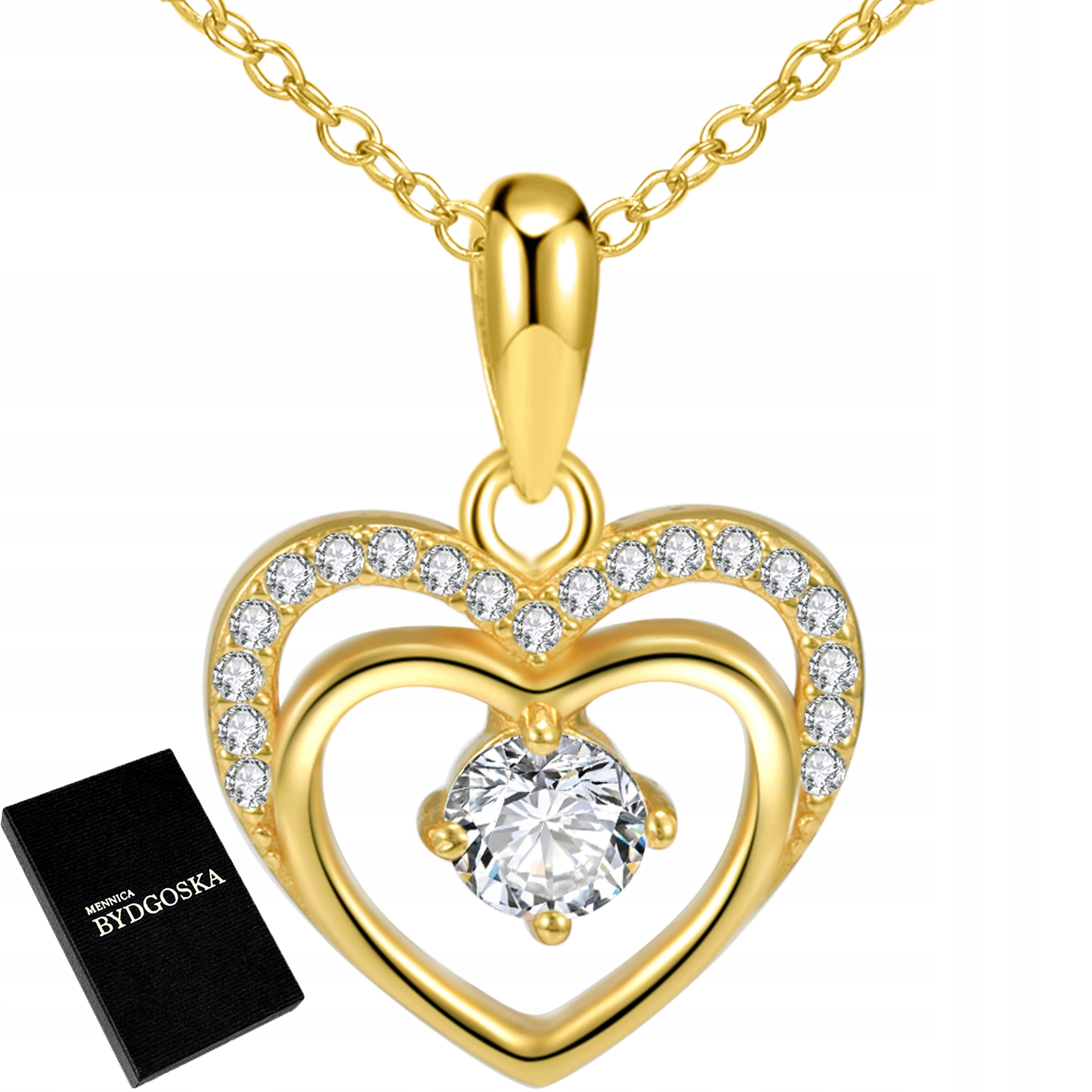 Stříbrný náhrdelník řetízek s přívěskem srdce stříbro, pozlacený, velikost 925