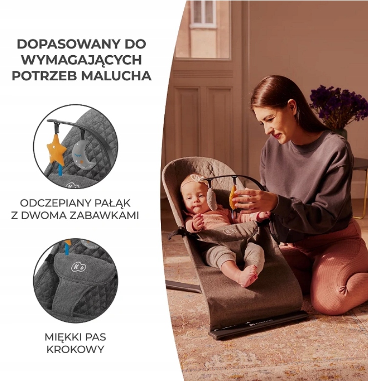 Kinderkraft MIMI Leżaczek bujaczek dla niemowląt Cechy dodatkowe pałąk z zabawkami