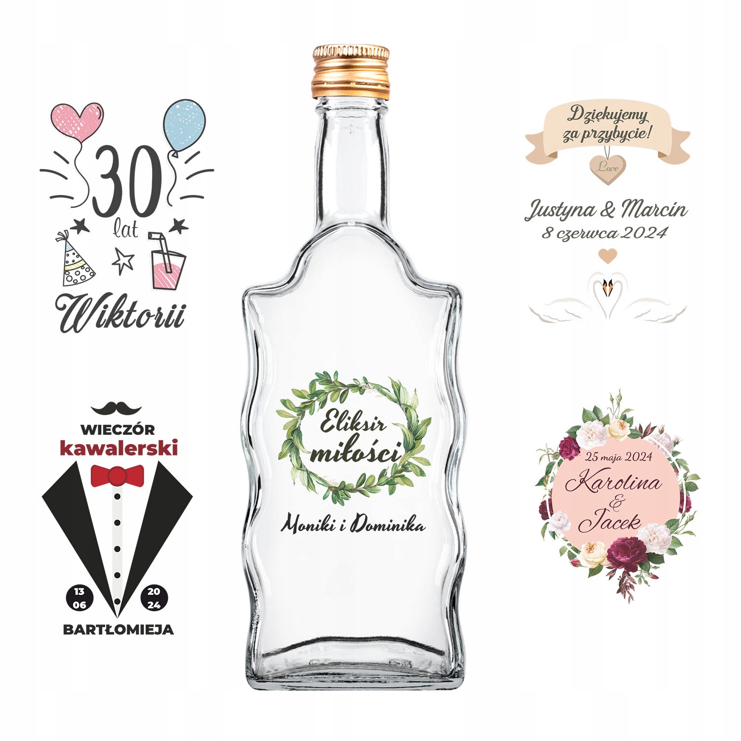 

5X Butelki Fala 500ML Z Nadrukiem Na Wódkę Wesele