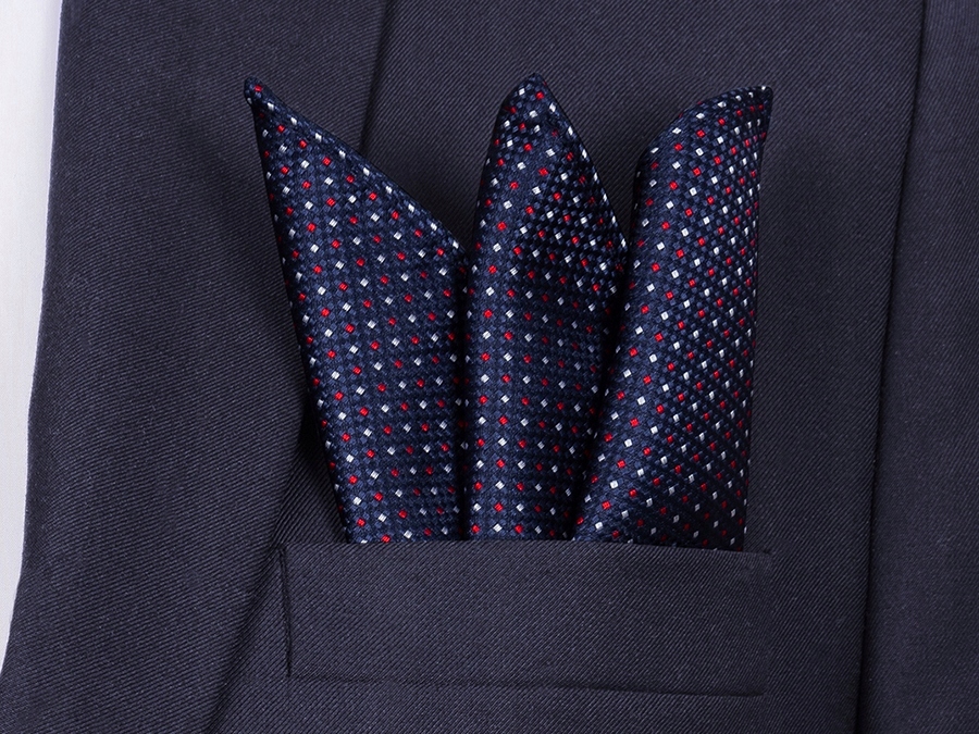 

Wypustka Poszetka Żakard Granatowa Mikrofibra B102