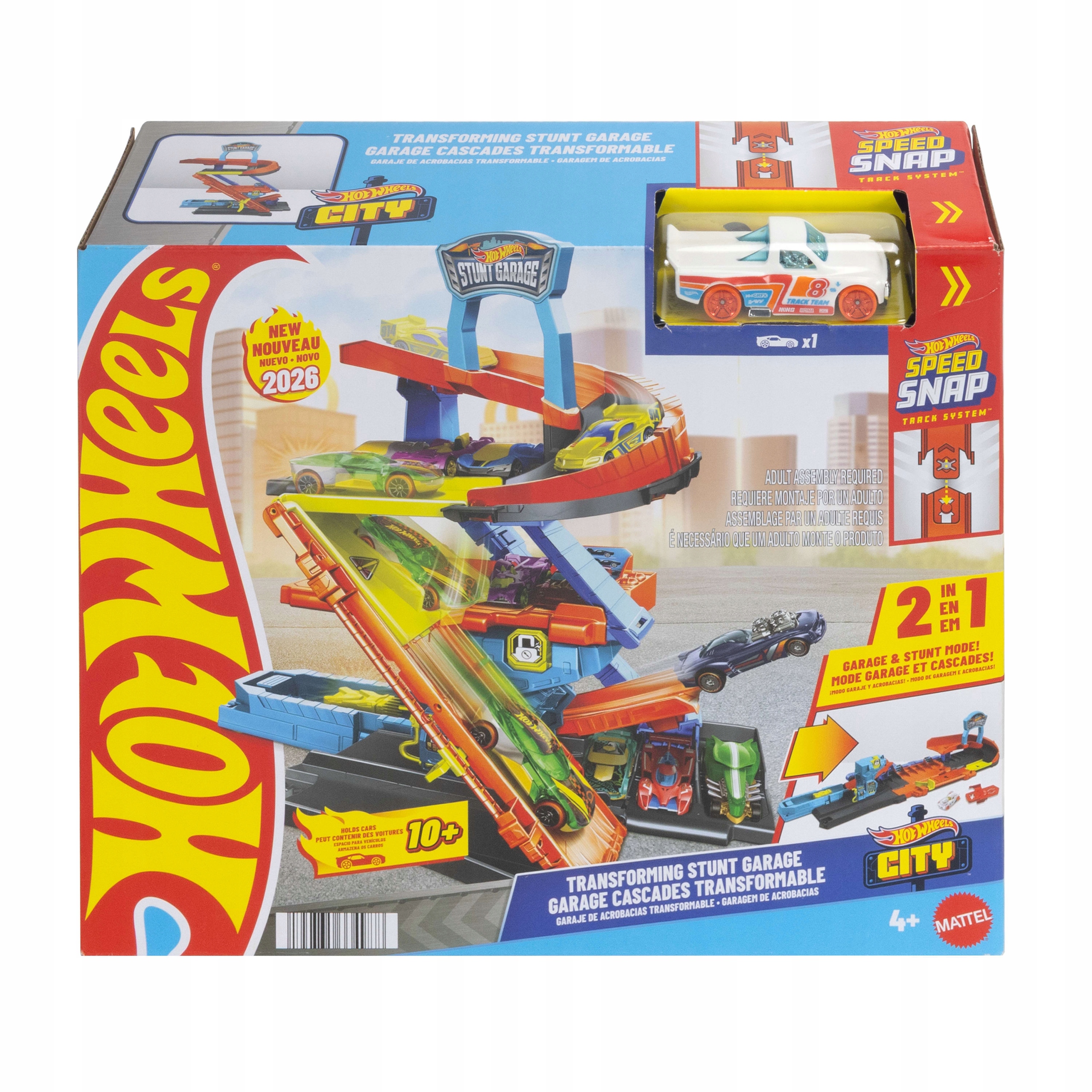 Hot Wheels JHL94 Kaskaderski Garaż Transformacja Zestaw 4+