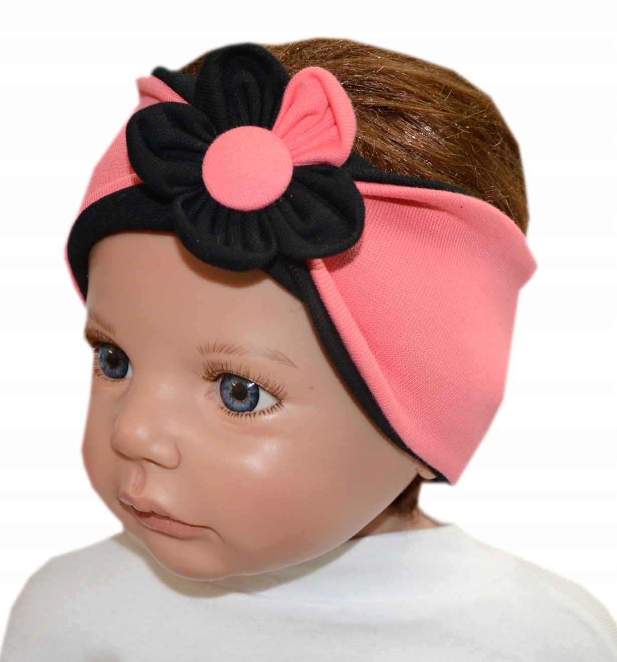 

Szeroka opaska Maja 44-51cm koral/czarny