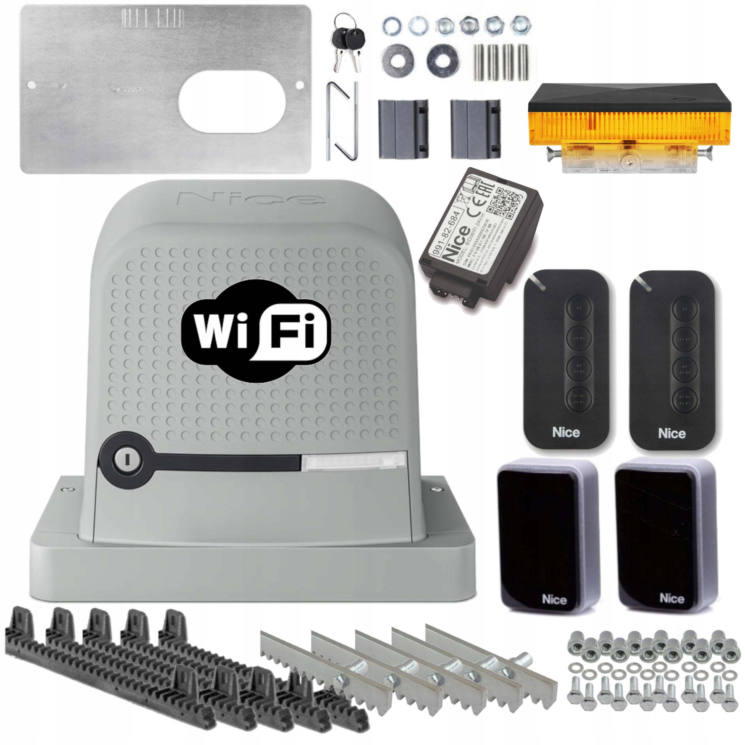 Zestaw Nice Robus 600 RB600 do 600 kg 2 Piloty Lampa Listwa 5M Wifi