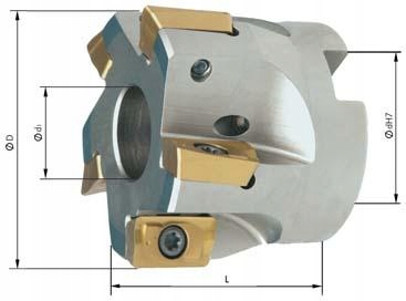 Úhlová frézovací hlava 90° 4 čepele, vnitřní chlazení D40 mm pro APKT16