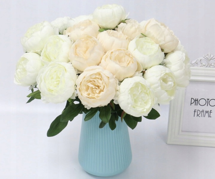 Bukiet Piwonia Peonia Champagne 7 Kwiatów Duży Pąk Typ piwonia