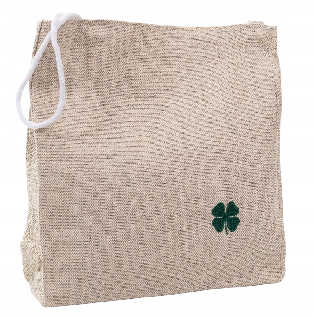 Lunch bag lniana torba śniadanówka Eko koniczynka