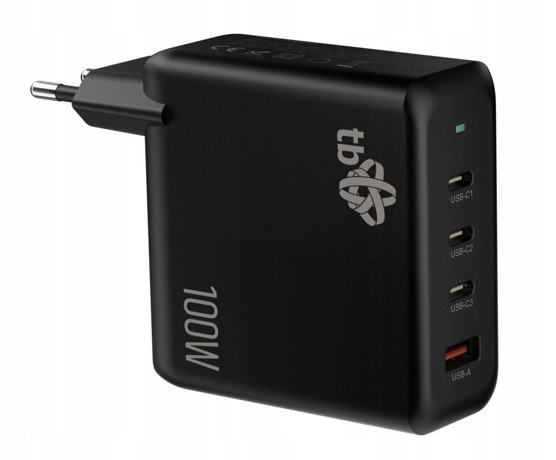 Tb 3x Usb-c 1x Usb-a nabíjačka, GaN, 100W, čierna AZTBXULUSB100WB