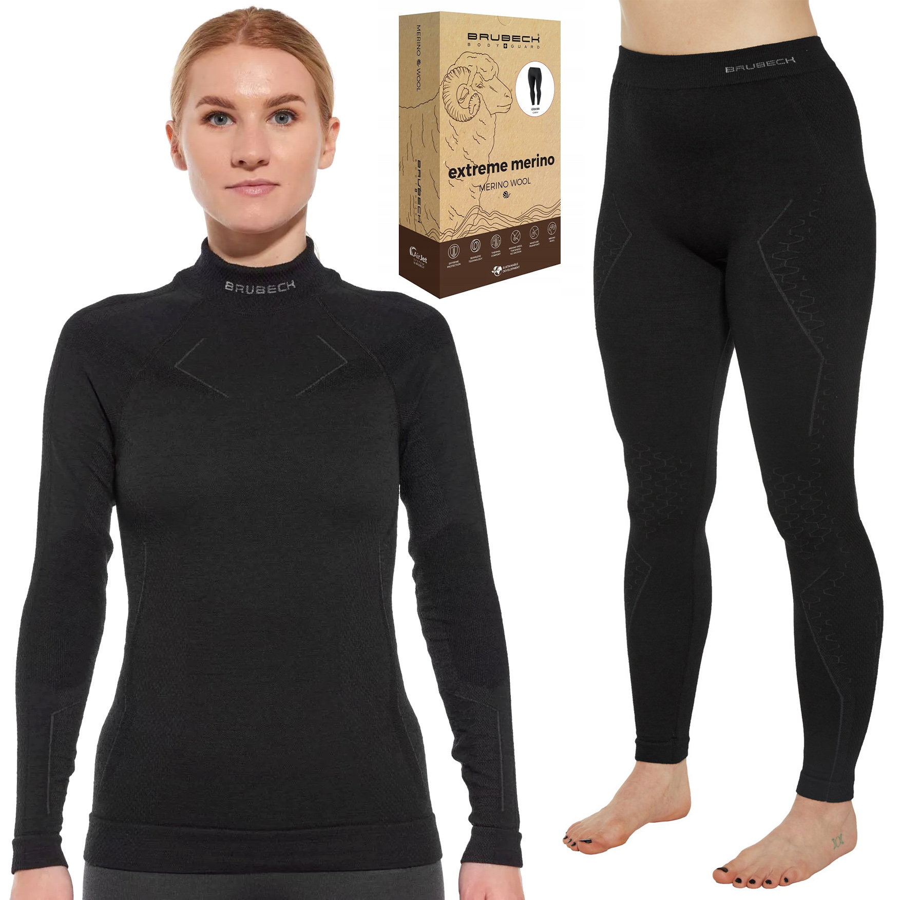 Termoaktivní spodní prádlo Dámská vlněná Mikina Legíny Brubeck Merino S