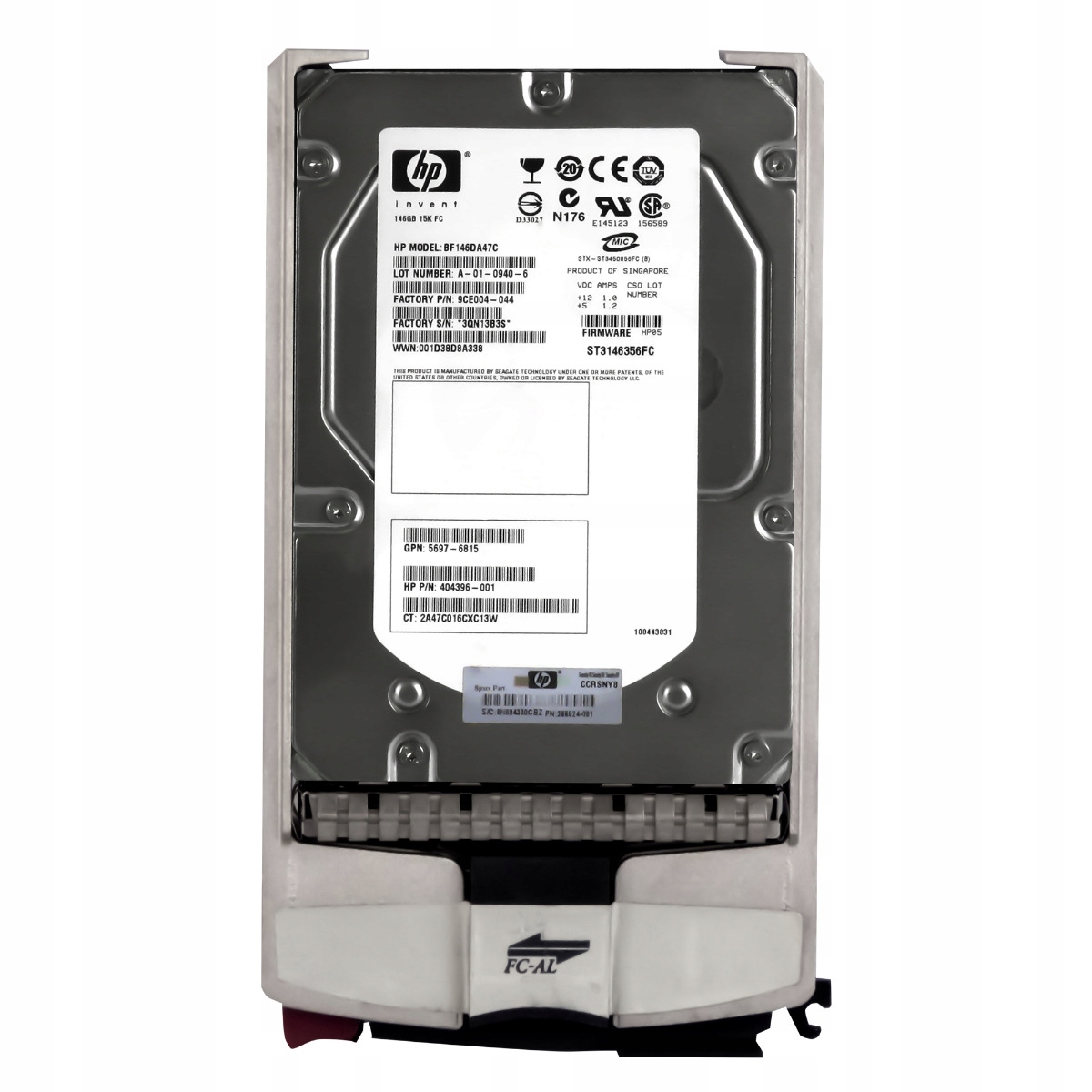 Hp 404396-001 366024-001 146GB 15K 16MB Fc 3.5'' BF146DA47C