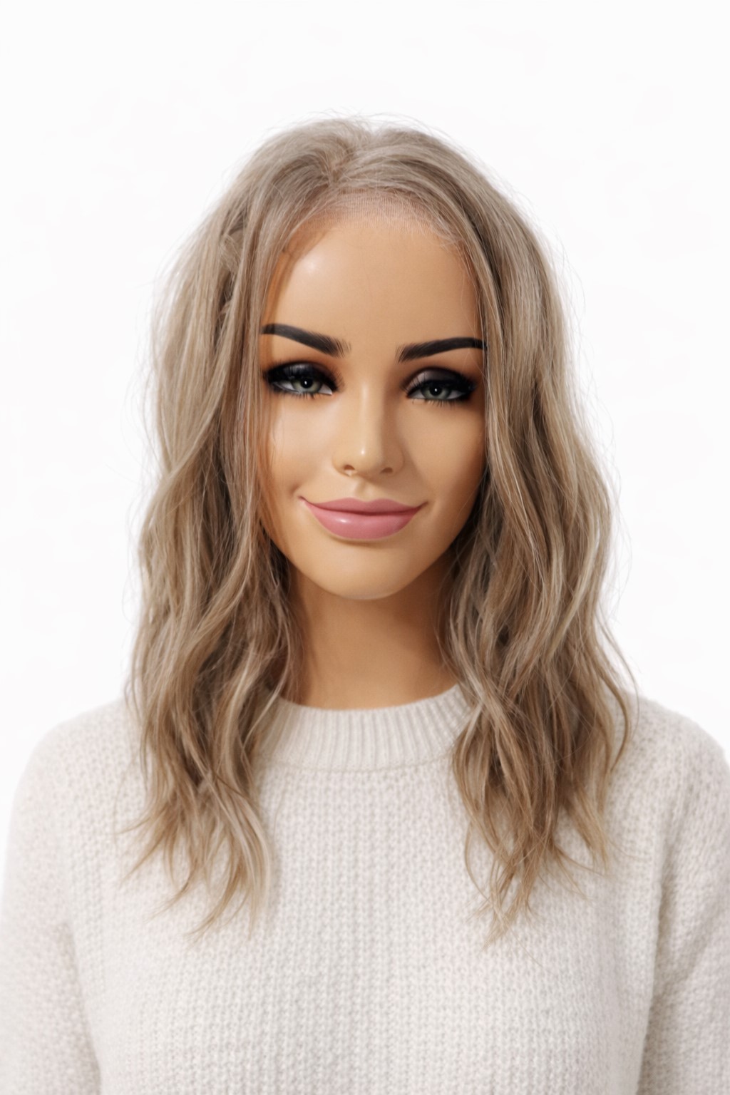 Vlnitá paruka na mikrokůži New York mono lace písková mix 40 cm-KRK