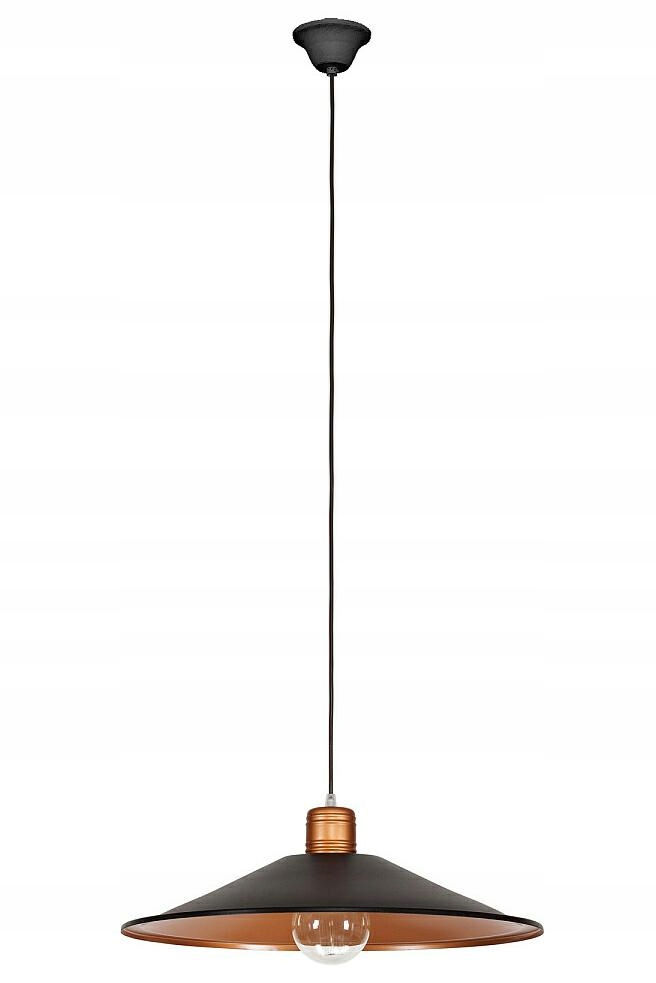 Závesná lampa Garret Medená Čierna Kovová Klobúk 1xE27 50 cm Stropná