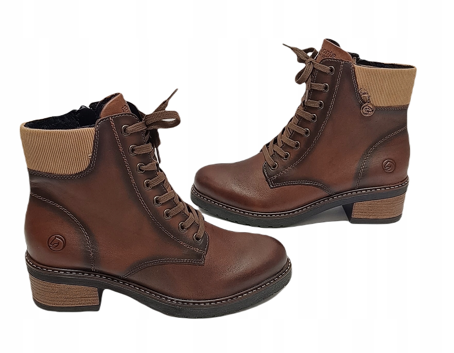 Módní kotníkové boty na zip boty podpatek Remonte D1A70-22 Hnědá r41