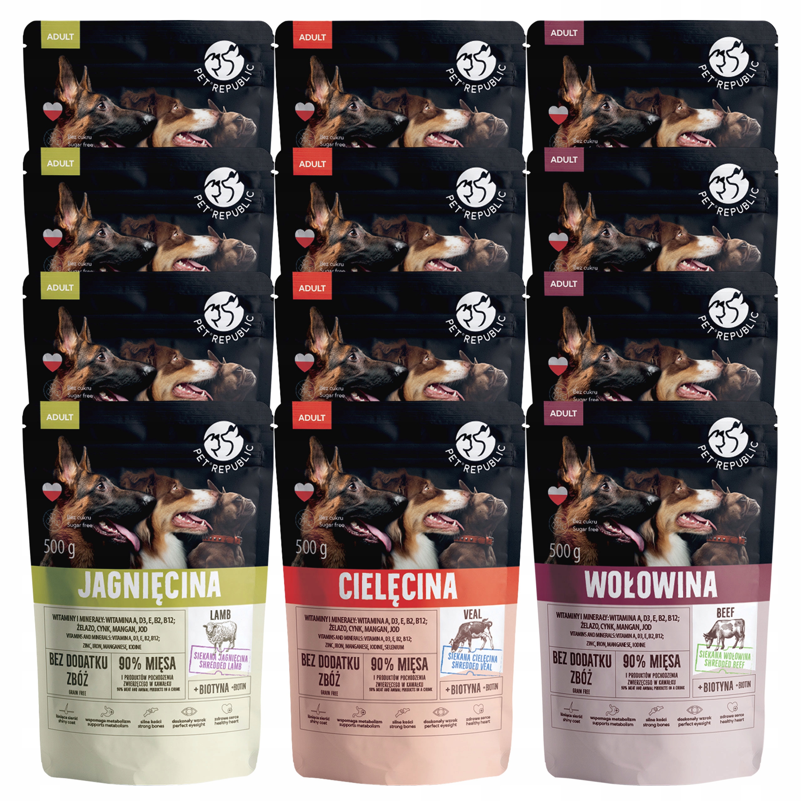 Pet Republic karma mokra dla psa mix smaków 12 x 500g