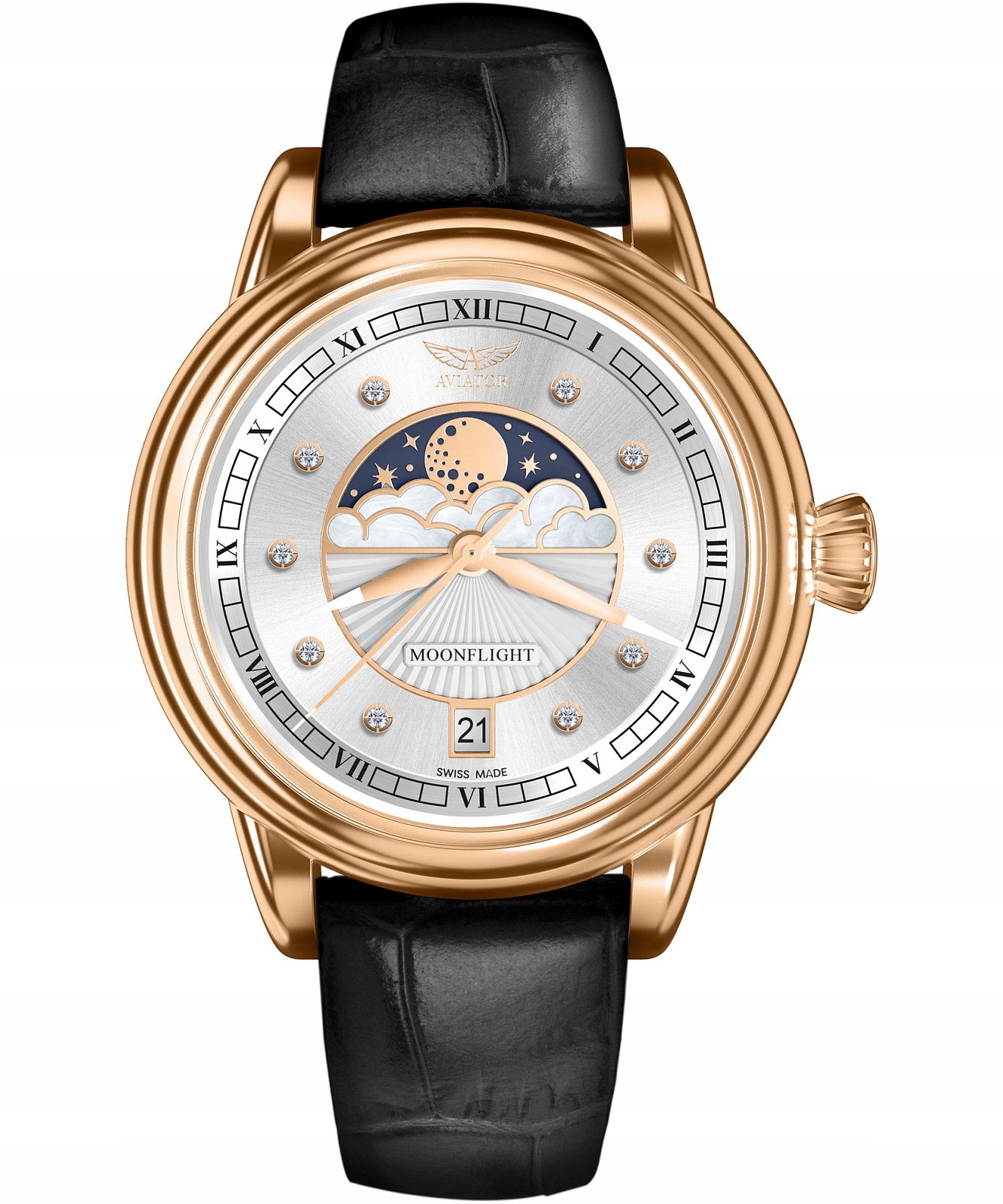 Dámské hodinky Aviator Douglas Moonflight Silver Diamonds Limited Edition