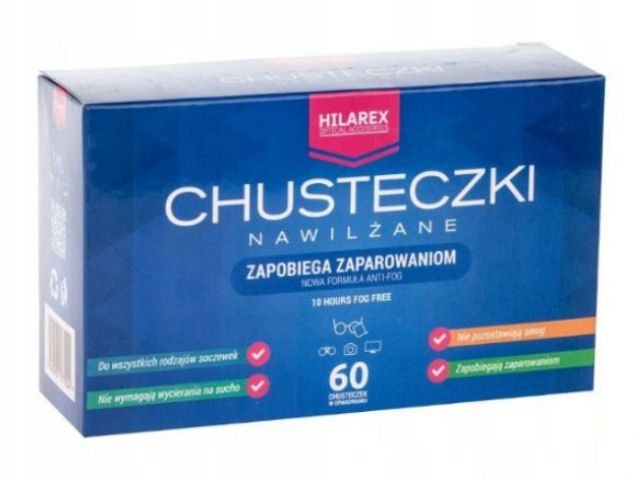 CHUSTECZKI NAWILŻANE DO OKULARÓW HILAREX ANTI-FOG 60SZT