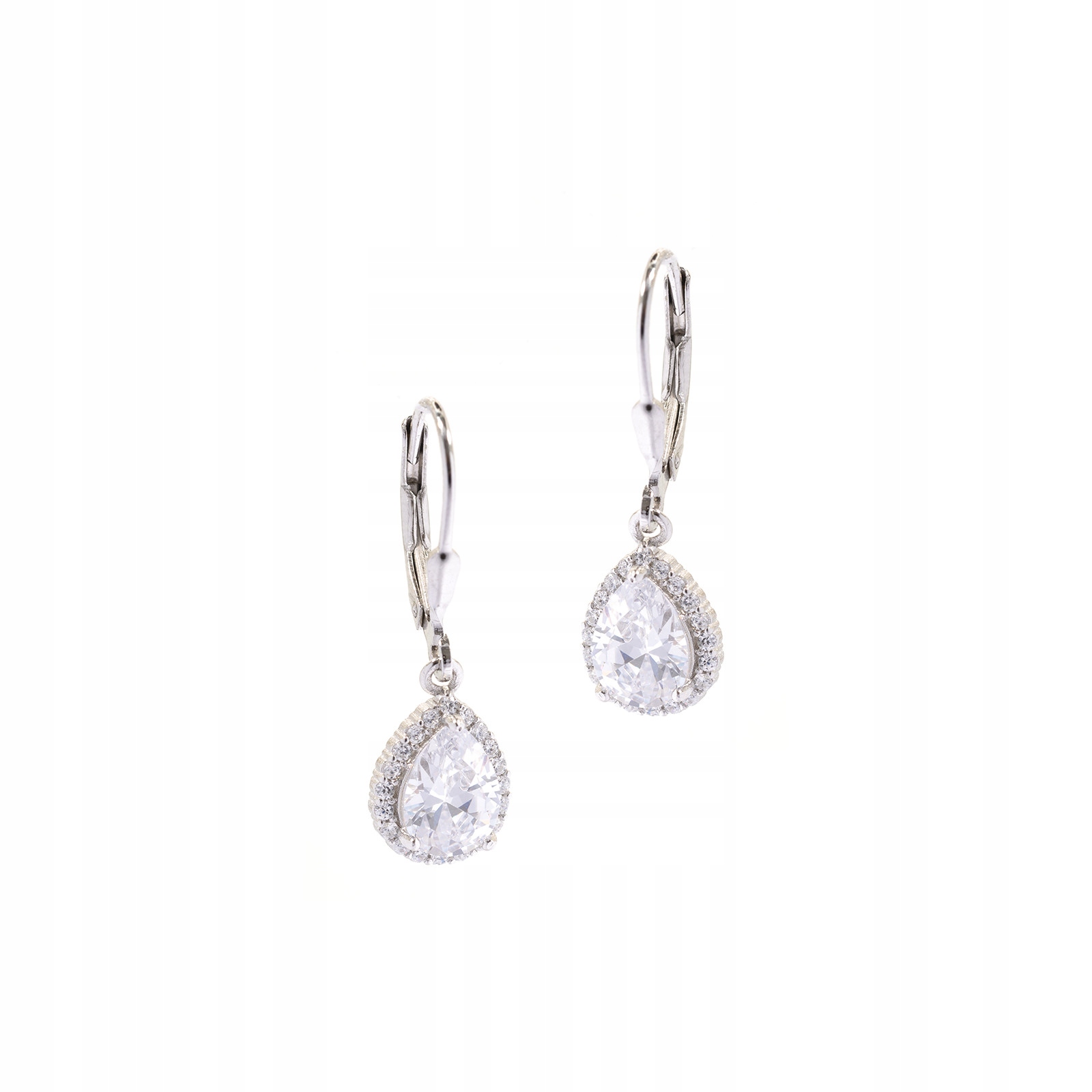 Stříbrné náušnice 925 Lesklá slza zirkony