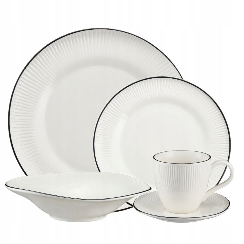 Villa Italia Porcelánový obedový a kávový servis pre 6 osôb Bonita Black