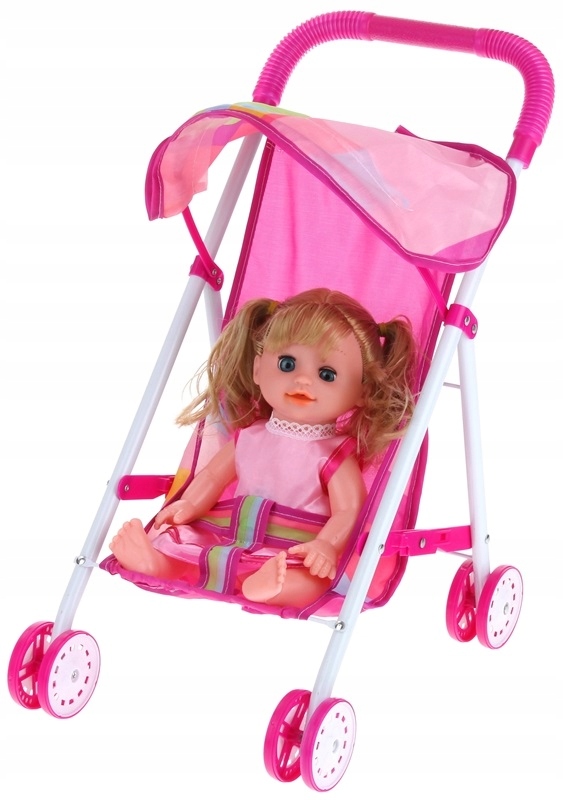 Wózek Spacerowy dla Lalek Spacerówka Metalowy Lekki Składany Lalka Mówi