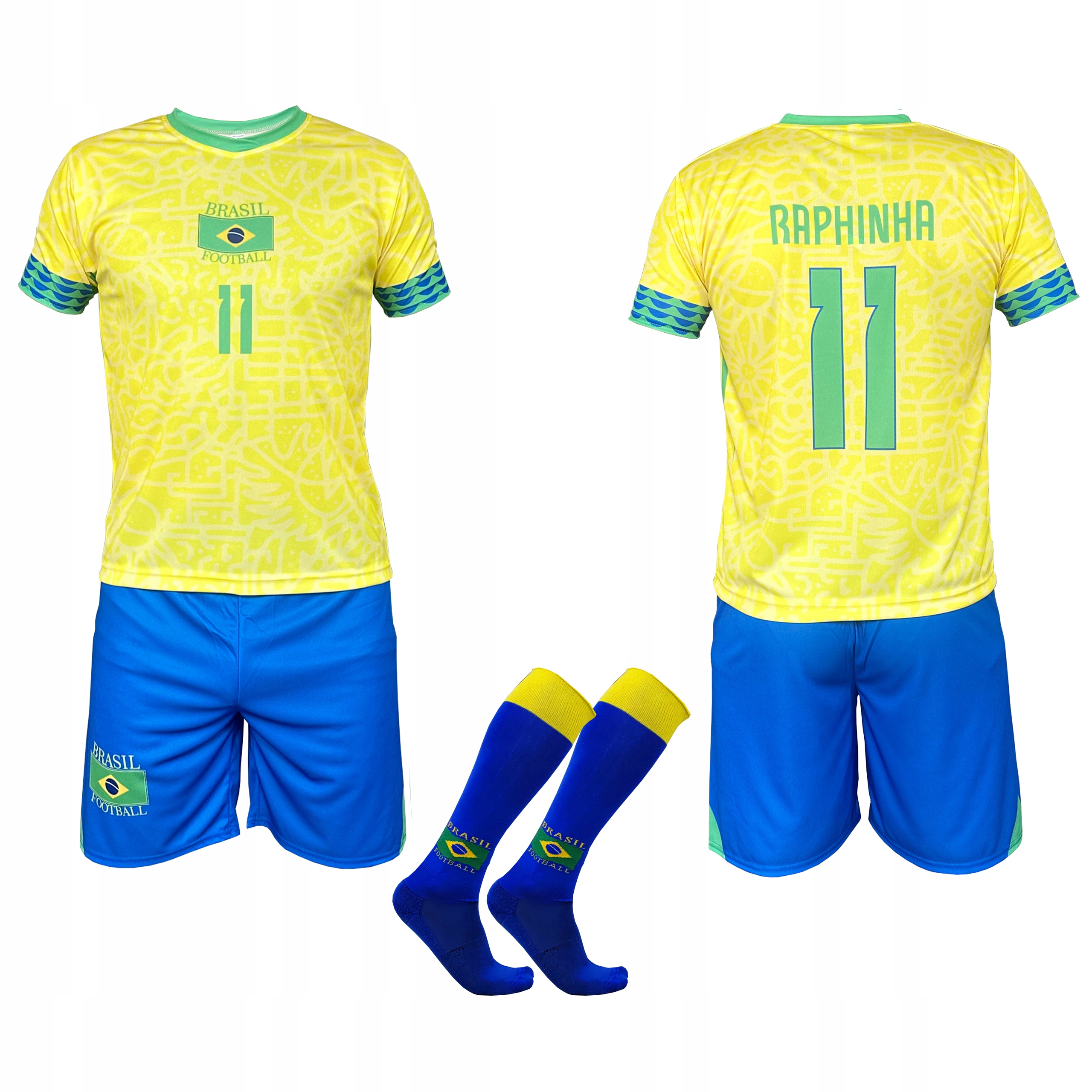 Strój piłkarski z getrami Raphinha Brazylia 122 cm
