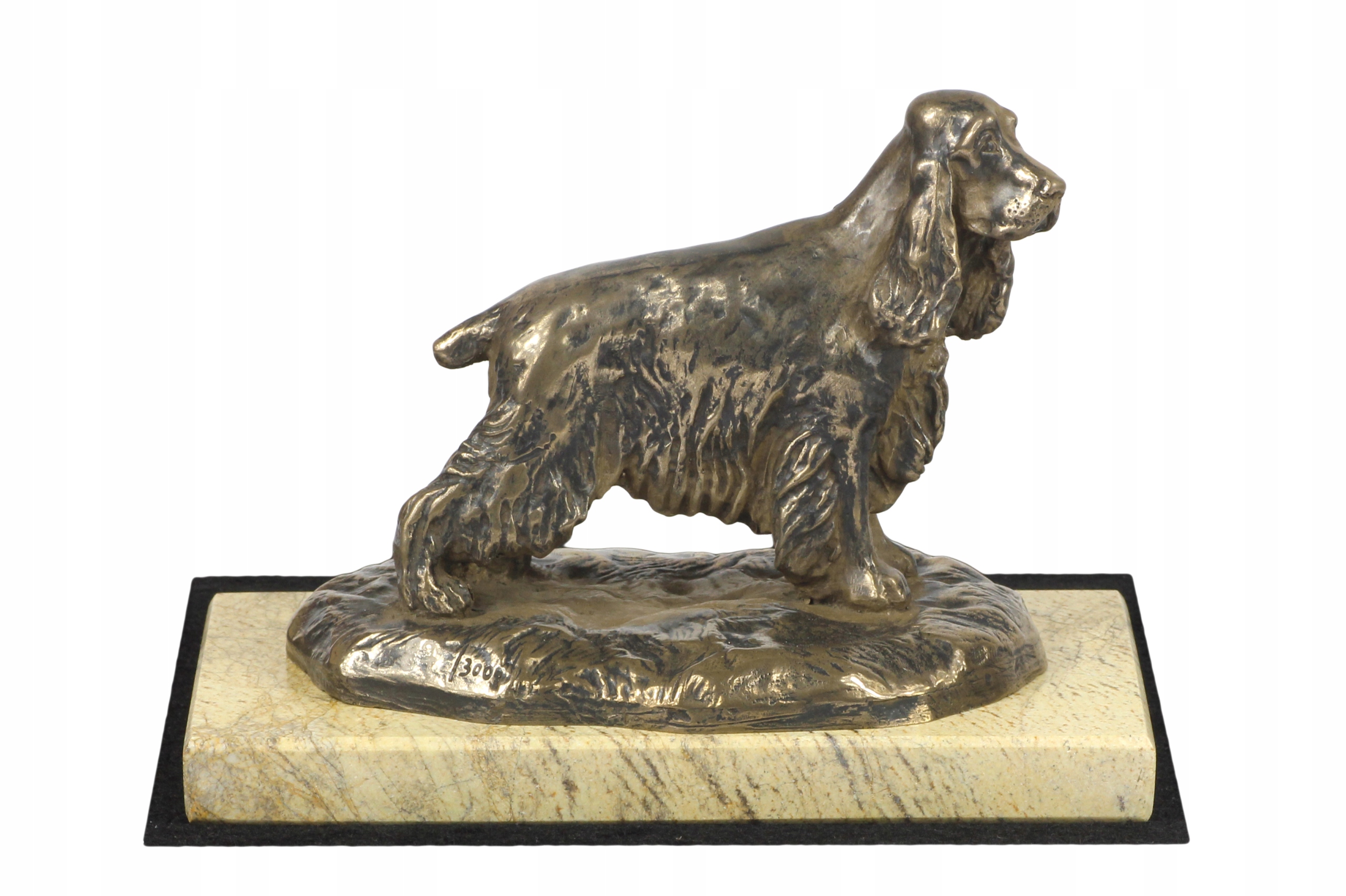 Cocker spaniel angielski statuetka psa, figurka sylwetki psa, trofeum na