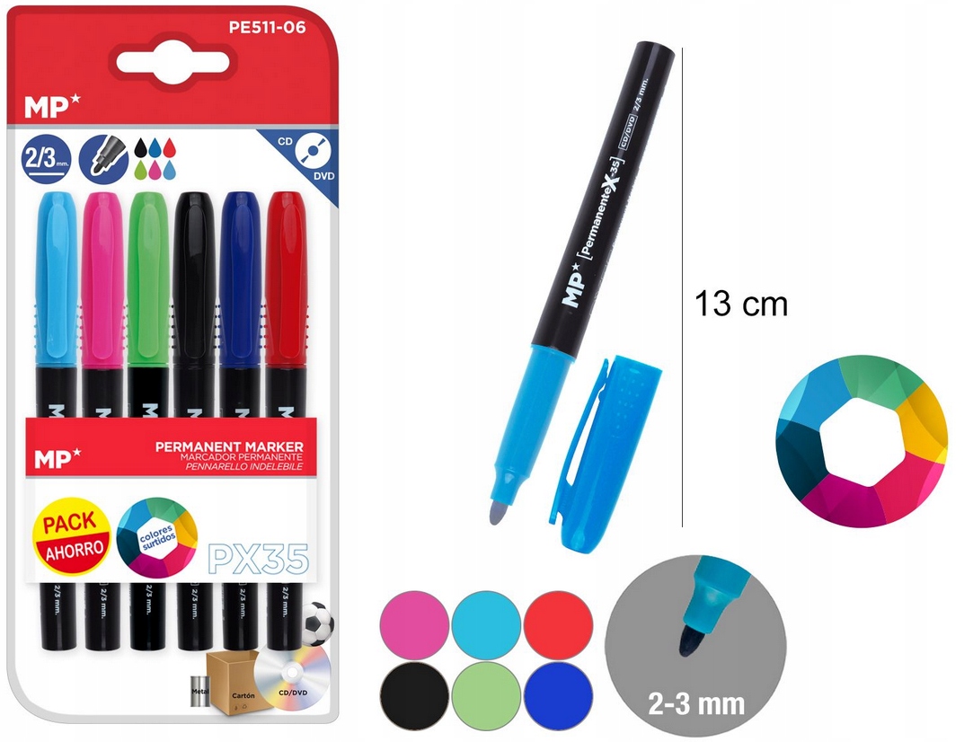 MARKER PERMANETNY 6 szt.