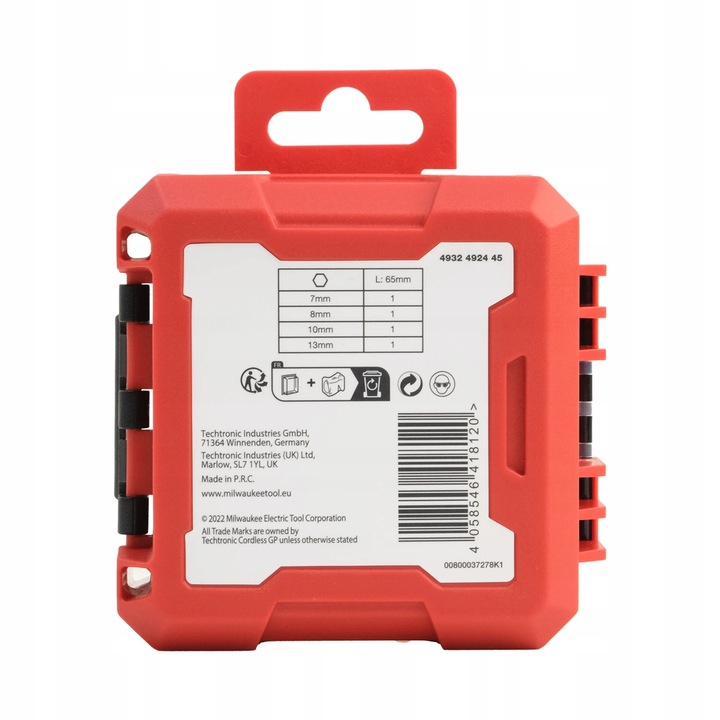 Zestaw nasadek sześciokątnych (Ø 7/8/10/13 mm) MILWAUKEE Liczba elementów w zestawie 1