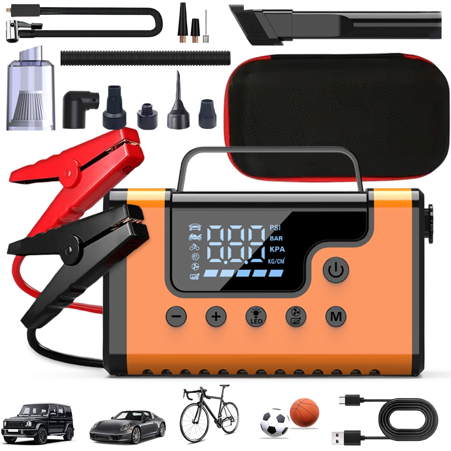 8v1 Štartér Jump Starter Kompresor S Baterkou Powerbank Vysávač 37000 Mah