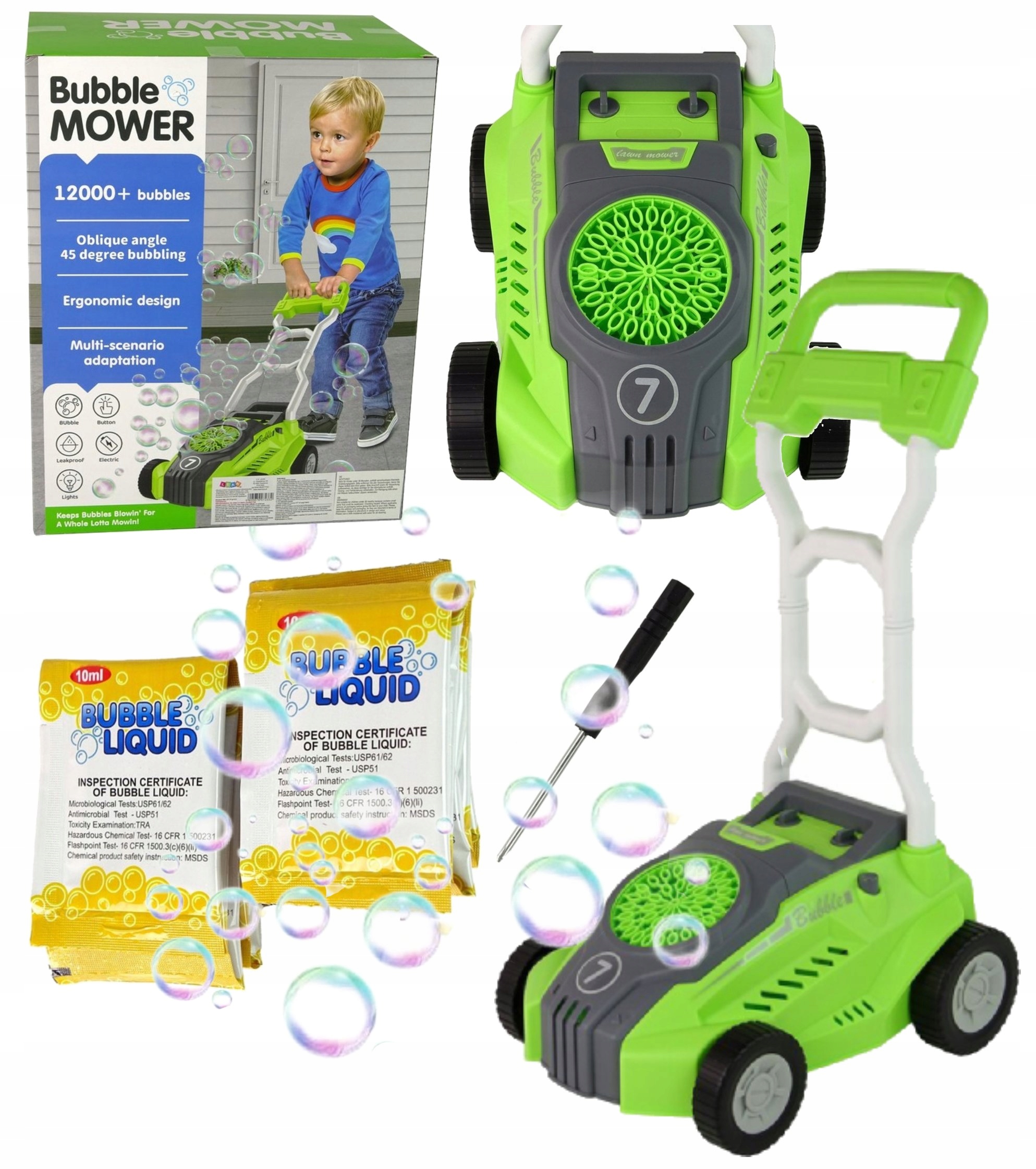 Kosiarka Na Bańki Mydlane Maszyna Generator Baniek Jeździ + PŁYN 100ml