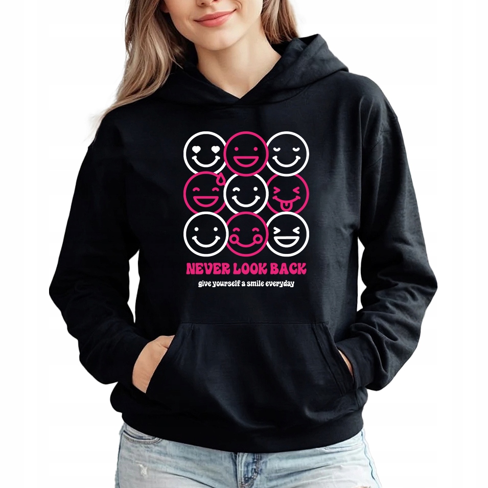 Černá mikina s kapucí Nikdy Se Neohlédněte, trendy styl, Dárek , velikost M