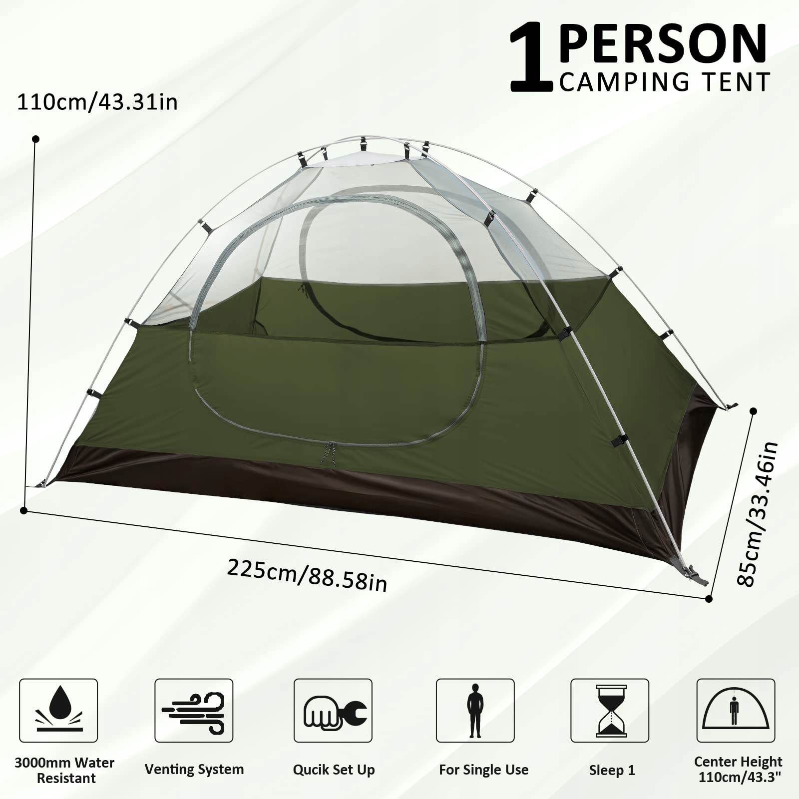 BESSPORT Namiot 1 Osobowy Ultralekki Wodoodporny Na Camping i Wędrówki — miniatura 2