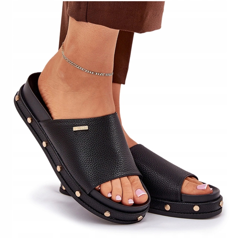 Nazouváky Dámské Eko Kůže Platforma Cvočky Big Star RR274214 Černé 37