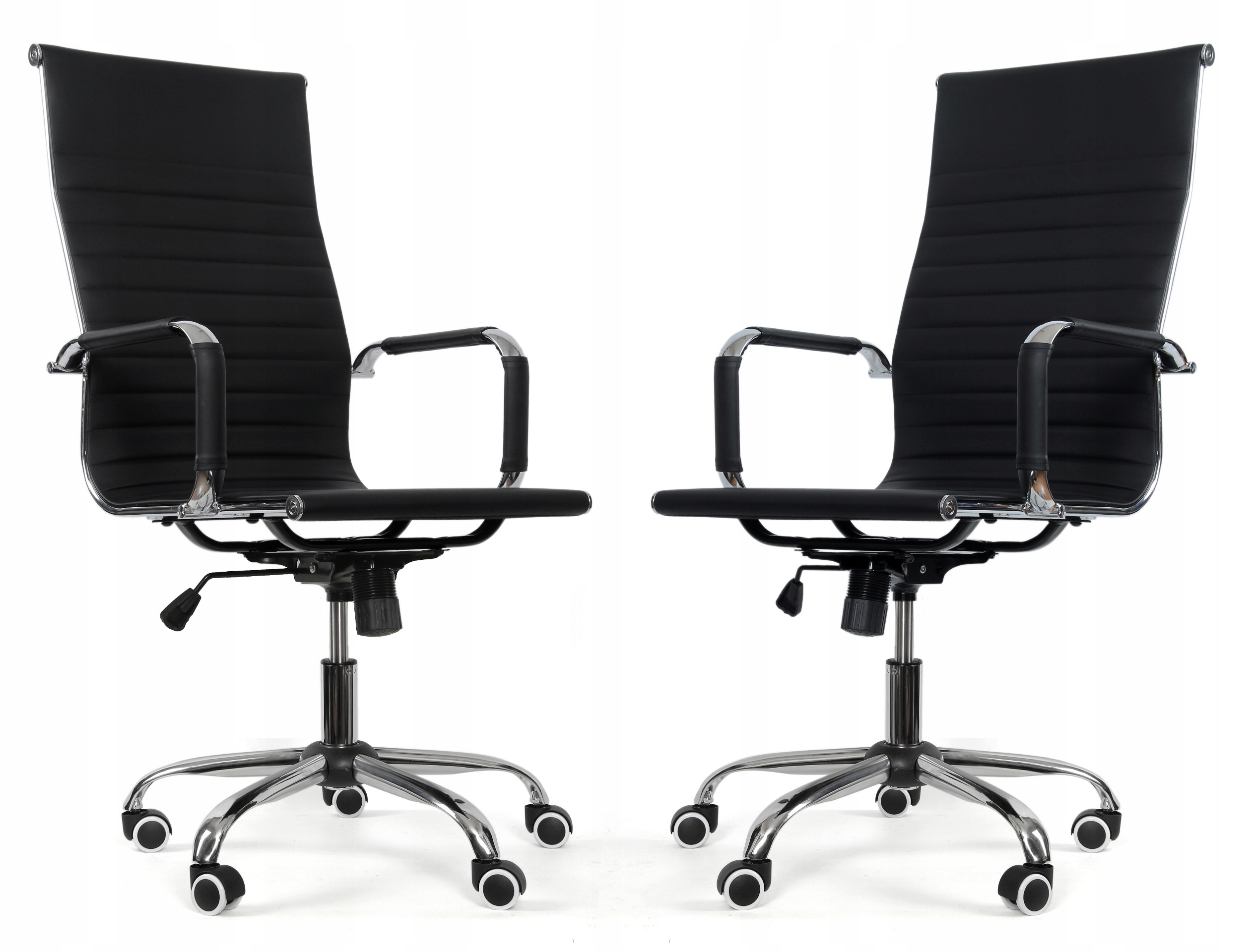 Sesto Senso Zestaw 2szt Fotel biurowy obrotowy ergonomiczny czarny