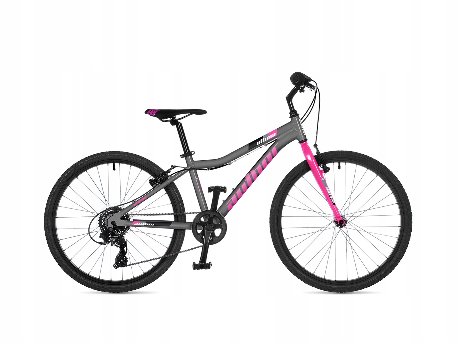 Rower młodzieżowy Author Ultima 24 12,5" grafitowo-różowy eBon 50 zł