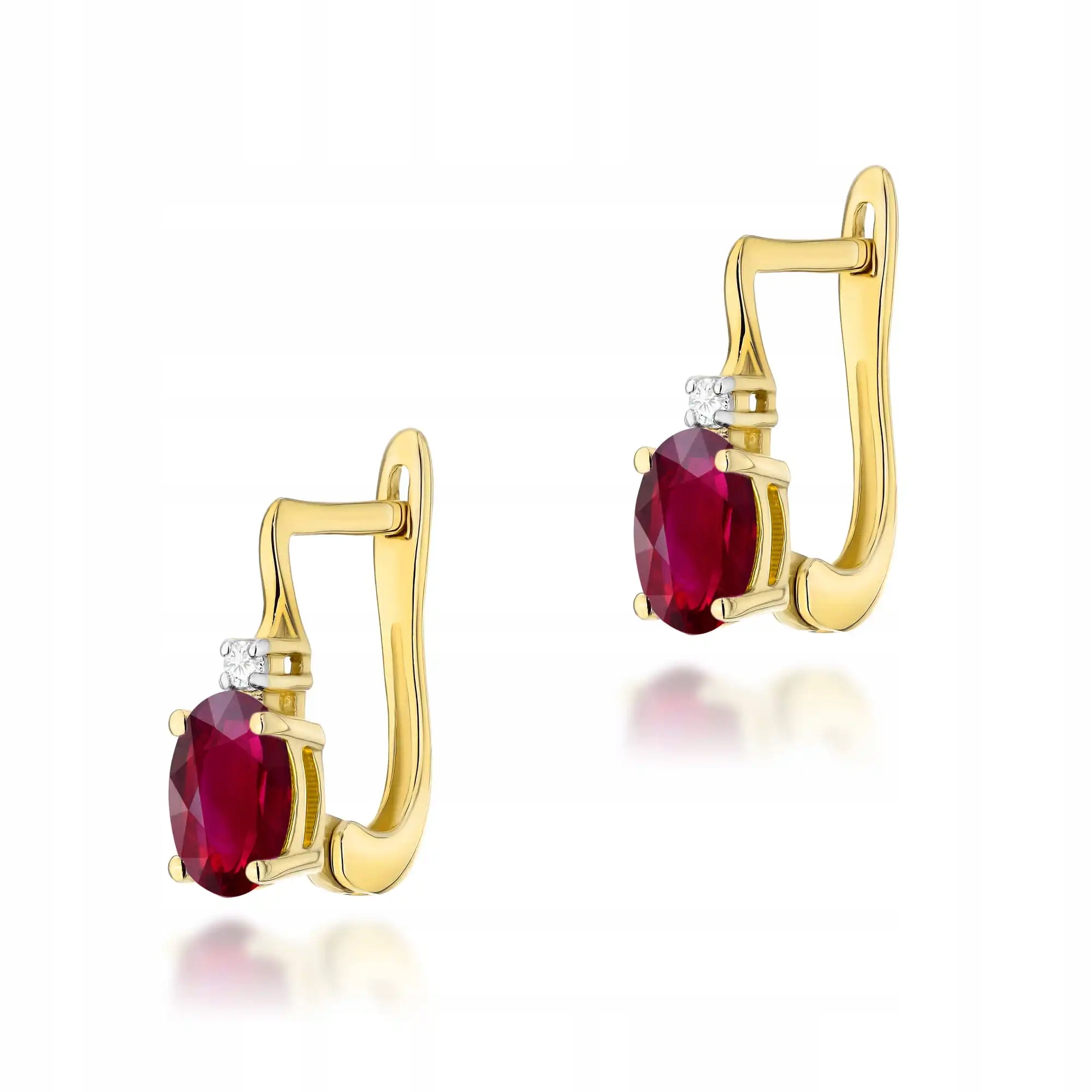 Dámské zlaté náušnice 585 s rubínem o hmotnosti 0,60 karátu, módní, ideální jako dárek 14k
