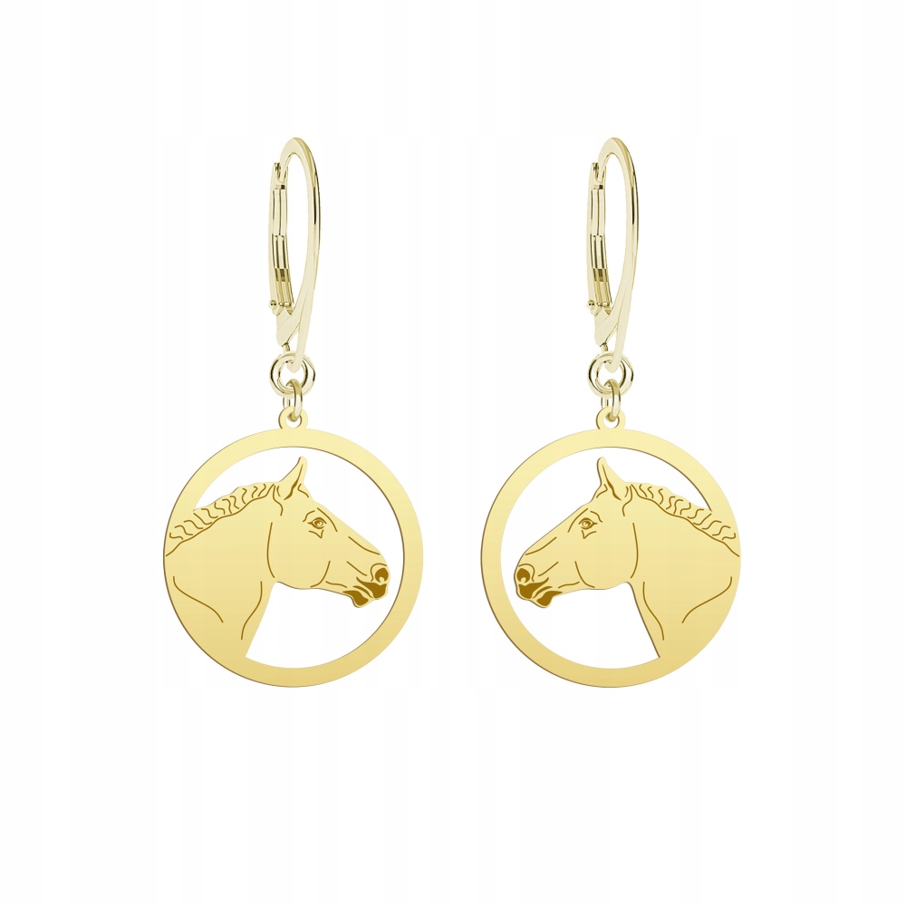 Náušnice Zlaté s belgickým koněm 925 Dárek Šperky Gravírování Bonus