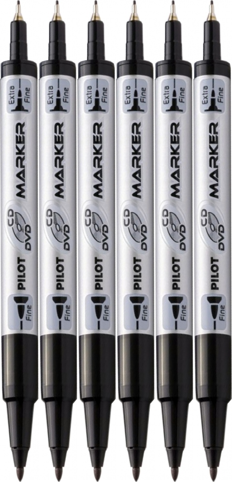 

Marker dwustronny do CD/DVD Pilot czarny pisak x6