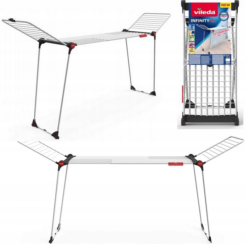 Suszarka Na Pranie Ubrania Vileda XXL Rozsuwana Stojąca Teleskopowa Kółka