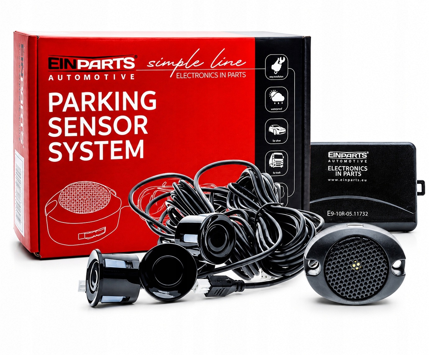 Czujniki Parkowania Cofania *czarne* Tył 22mm 4 Sensory Buzzer Einparts