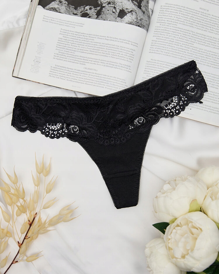 5x WYGODNE BAWEŁNIANE GŁADKIE STRINGI Z KORONKĄ KORONKOWE 3XL #191 Model KOLORY figi SEXY DOPASOWANE  DAMSKIE  Z TEKSTURĄ