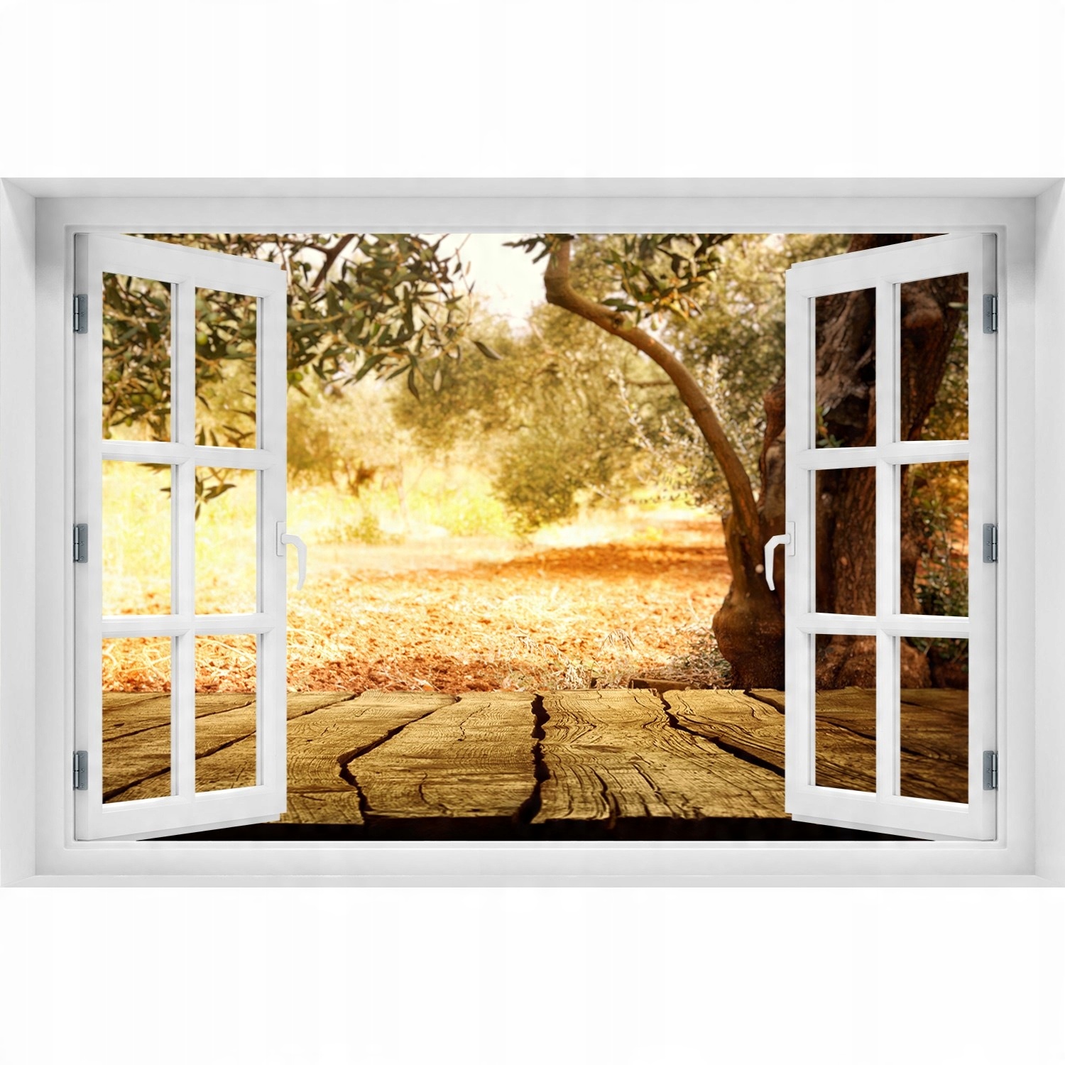 

Naklejka fototapeta 3D Okno Drzewo oliwne 150x100