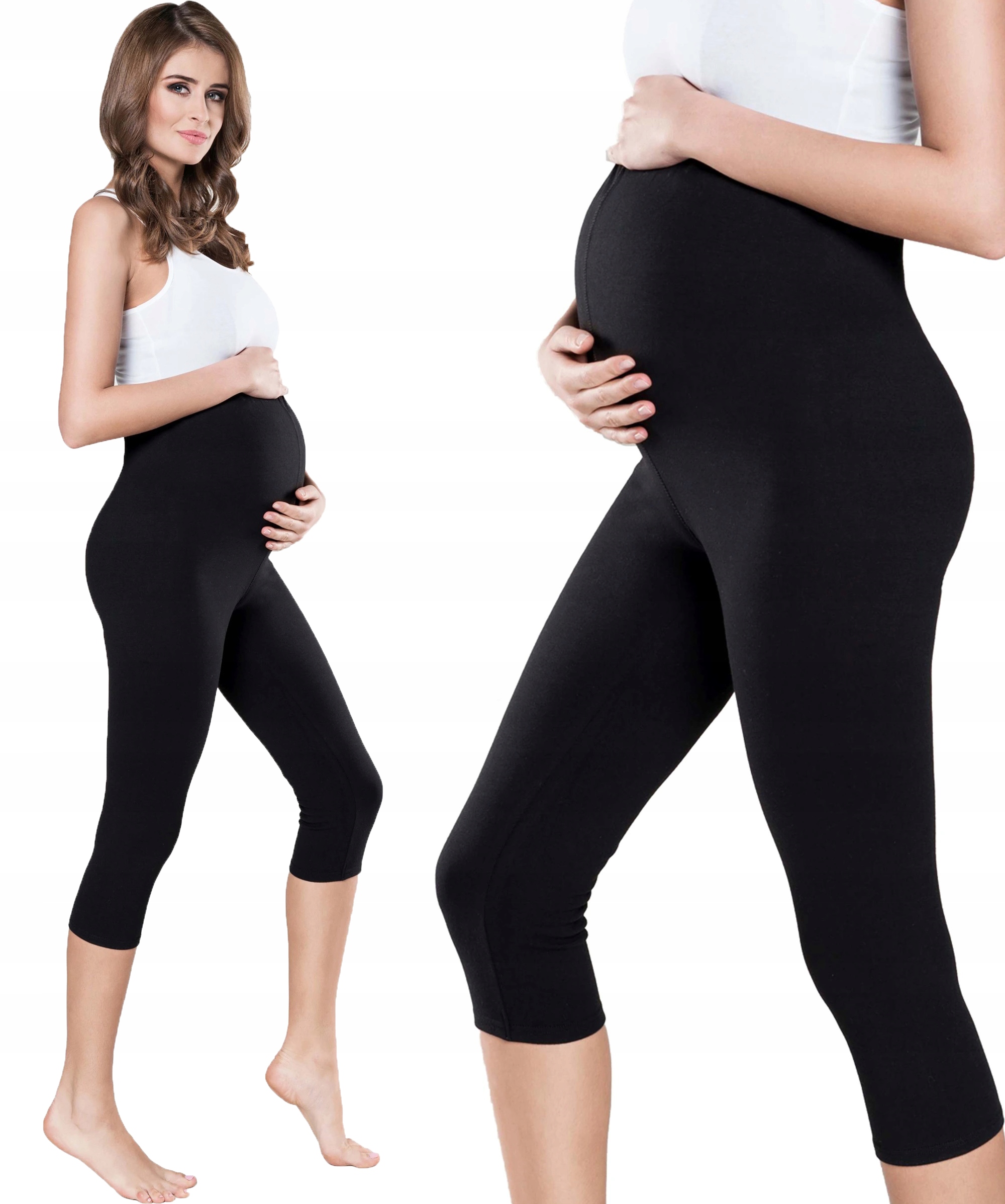 

Bawełniane Kryjące Legginsy Ciążowe 3/4 r M/38