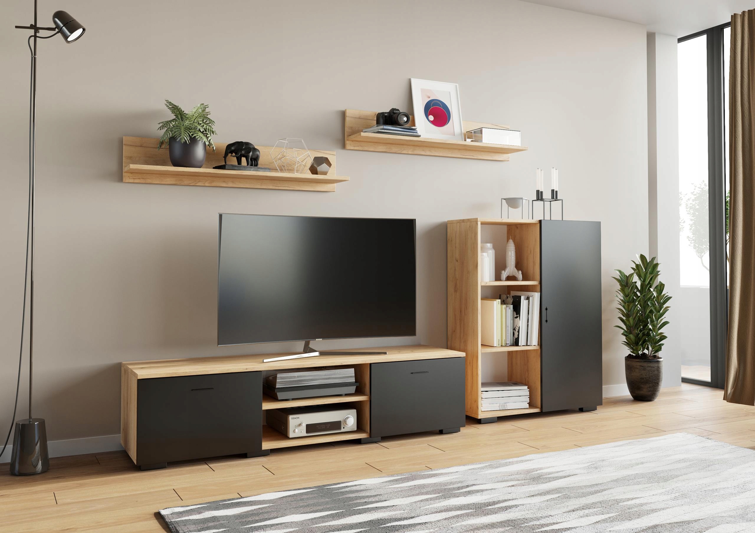 Obývacia Stena Chopin dub artisan čierny rtv komoda Per